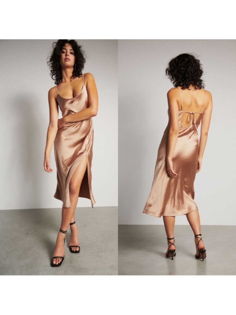 Satin Slip Dress in Champagne